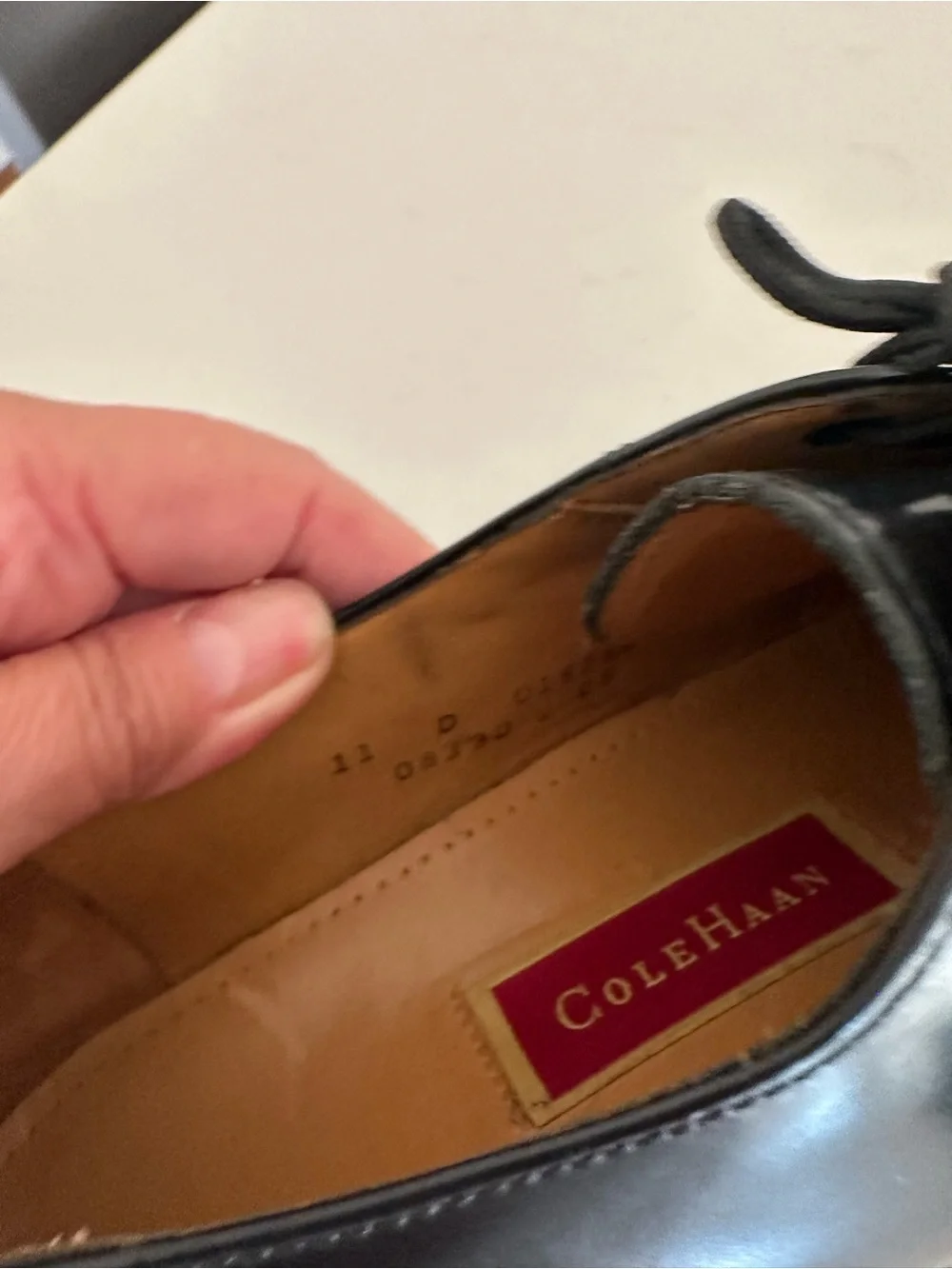 Cole Haan Black Leather Cap-Toe Derby Lace-Up Shoes